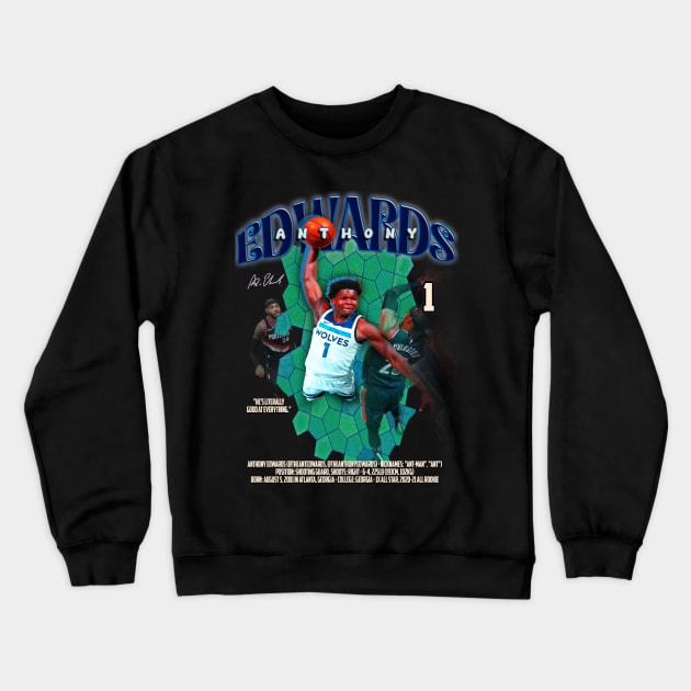 "Ant Man" Anthony Edwards Minnesota Timberwolves Graphic Vintage Basketball Bootleg Crewneck Sweatshirt by dsuss